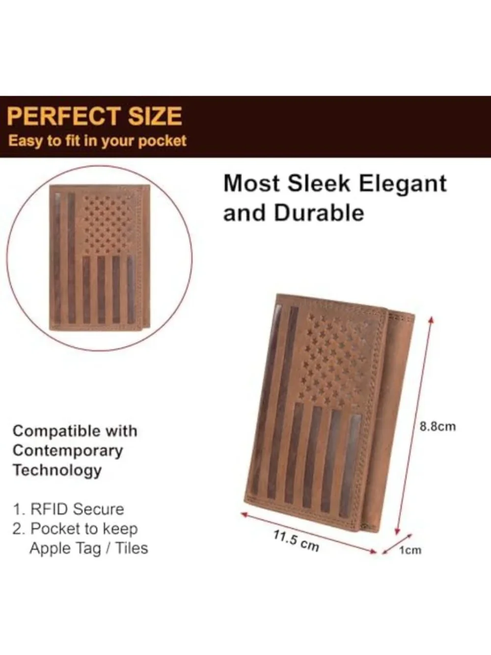 Genuine Leather Slim Trifold Wallet with ID Window & RFID Blocking | Stylish